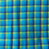 Cotton Handloom Fabric: Blue & Green Checks