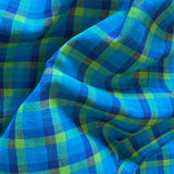 Cotton Handloom Fabric: Blue & Green Checks