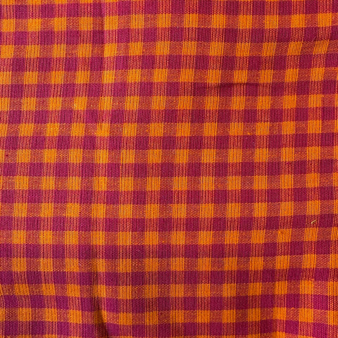Cotton Handloom Fabric: Red & Orange Checks