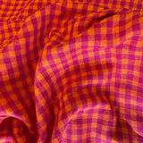Cotton Handloom Fabric: Red & Orange Checks