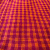 Cotton Handloom Fabric: Red & Orange Checks
