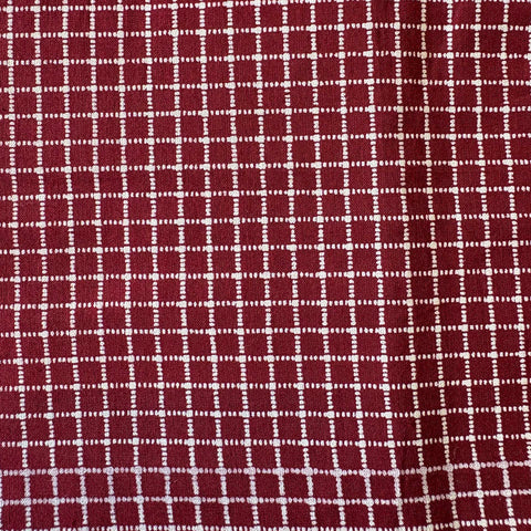 Cotton Printed Fabric: Maroon with Cream Checks