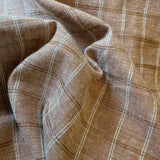 Cotton Handloom Fabric: Beige Checks with Gold & Silver Zari