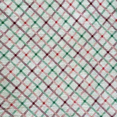 Vintage Cotton Feed Sack: Green & Red Gingham