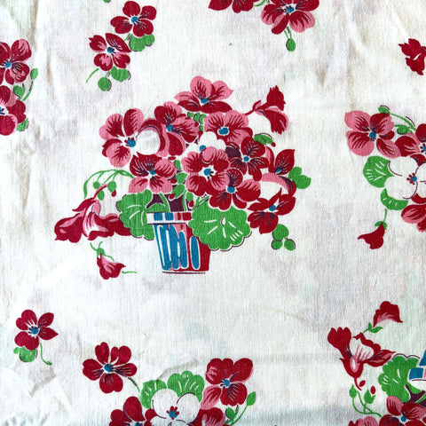 Vintage Cotton Fabric: Pink & Red Flowers
