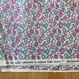 Vintage-Inspired Cotton Fabric: Purple & Blue Flowers