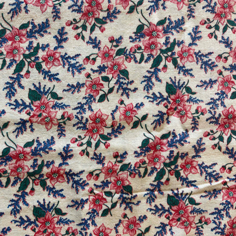 Vintage Cotton Feedsack: Red Flowers with Blue Berries