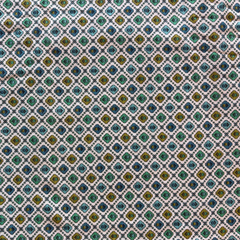 Vintage-Inspired Cotton Fabric: Geometric Flower Mosaic