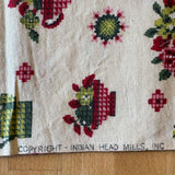 Vintage Cotton Indian Head Cloth: Flowers & Watering Cans