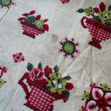 Vintage Cotton Indian Head Cloth: Flowers & Watering Cans