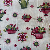 Vintage Cotton Indian Head Cloth: Flowers & Watering Cans
