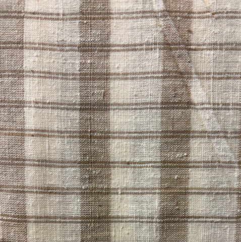 Organic Cotton Light Brown Thick Check Yardage Fabric