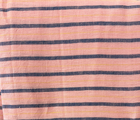 Organic Cotton Pink, Yellow & Gray Stripe Yardage Fabric