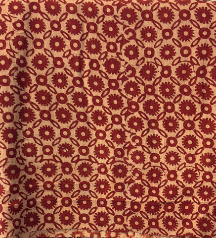Organic Cotton Red with Medium Butti Yardage Fabric