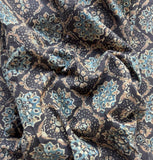 Cotton Ajrak Fabric Brown with Blue Yardage
