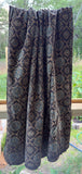 Cotton Ajrak Fabric Brown with Blue Yardage