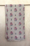 Pink/Green Flowers and Leaves on Silk & Cotton Blend