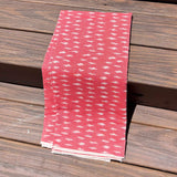Cotton Ikat Handwoven Fabric: Red with White Motif