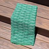 Cotton Ikat Handwoven Fabric: Green with Honeycomb
