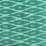 Cotton Ikat Handwoven Fabric: Green with Honeycomb