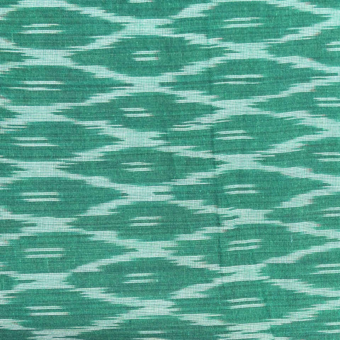 Cotton Ikat Handwoven Fabric: Green with Honeycomb