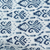 Cotton Block Print Fabric Yardage: White with Indigo Design