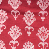Cotton Block Print Fabric Yardage: Coral Red with Cream Flowers
