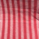 Cotton Block Print Fabric Yardage: Coral Red with White Stripes