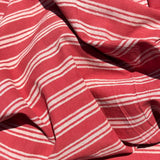 Cotton Block Print Fabric Yardage: Coral Red with White Stripes