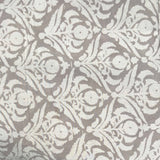 Cotton Block Print Fabric Yardage: White & Gray intricate Design