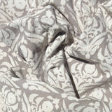 Cotton Block Print Fabric Yardage: White & Gray intricate Design