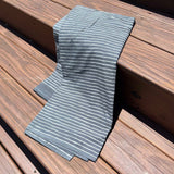 Cotton Block Print Fabric Yardage: Gray with White Stripes