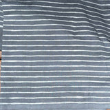 Cotton Block Print Fabric Yardage: Gray with White Stripes