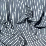 Cotton Block Print Fabric Yardage: Gray with White Stripes