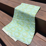 Cotton Block Print Fabric Yardage: Light Green Paisley
