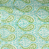 Cotton Block Print Fabric Yardage: Light Green Paisley