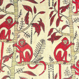Cotton Block Print Fabric Yardage: Monkey Print