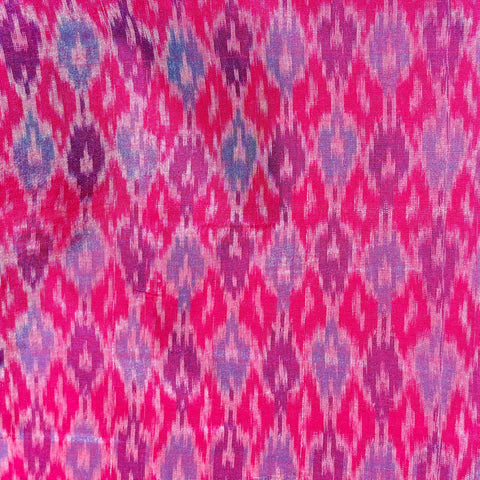 Vintage Silk Ikat Handwoven Pre-Cut Fabric: Pinks & Purples