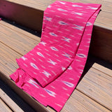 Cotton Ikat Handwoven Pre-Cut Fabric: Pinks with Blue
