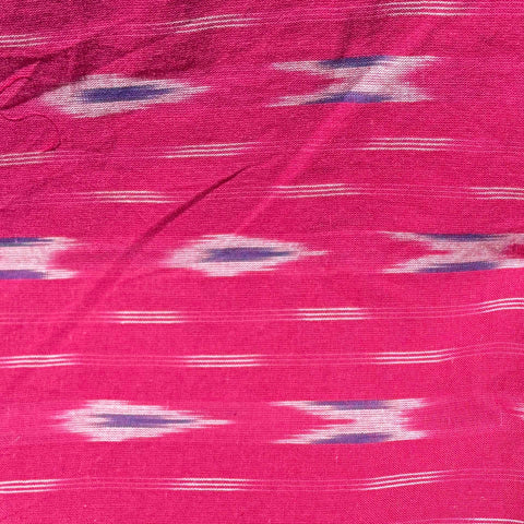 Cotton Ikat Handwoven Pre-Cut Fabric: Pinks with Blue