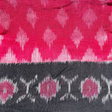 Cotton Ikat Handwoven Pre-Cut Fabric: Pink with White Motif & Black Border