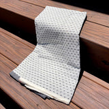 Cotton Handwoven Fabric: White with Black Motif