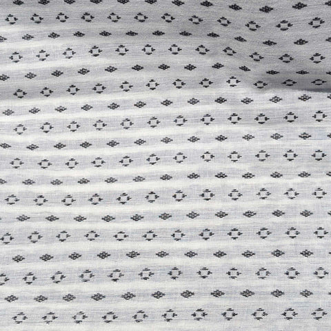 Cotton Handwoven Fabric: White with Black Motif