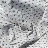 Cotton Handwoven Fabric: White with Black Motif