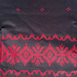 Cotton Fabric Yardage: Black and Red Jamdani