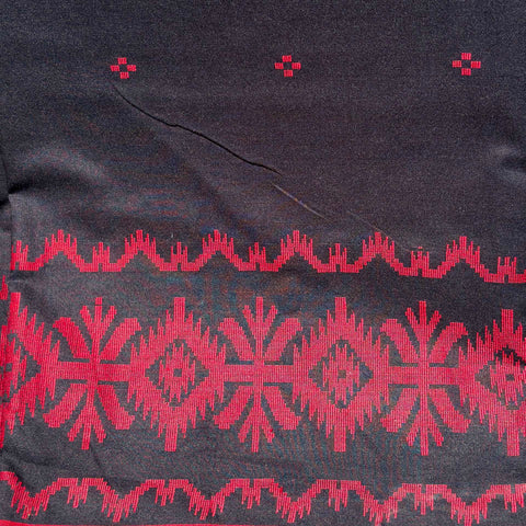 Cotton Fabric Yardage: Black and Red Jamdani