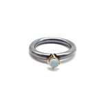 Funky Silver Prong Ring: Blue Chalcedony