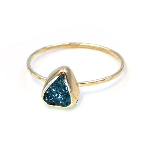 Gold Stacking Ring: Rough Blue Tourmaline