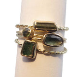 Gold Stacking Ring: Rough Emerald